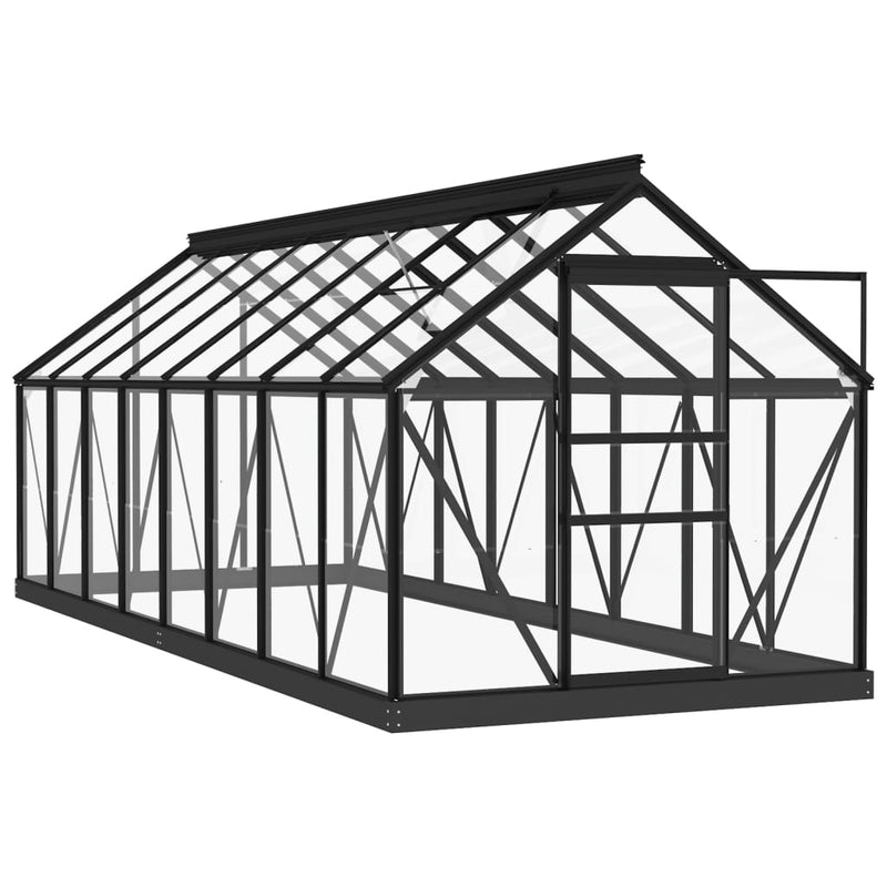 vidaXL antracitszürke üveg és alumínium melegház 155 x 395,5 x 191 cm