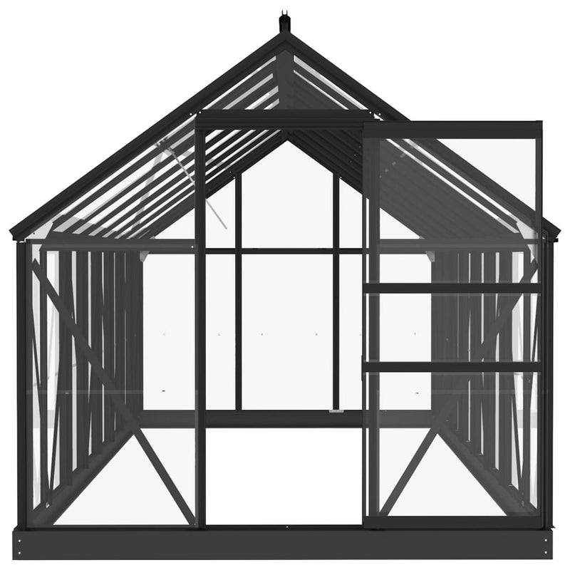 vidaXL antracitszürke üveg és alumínium melegház 155 x 395,5 x 191 cm