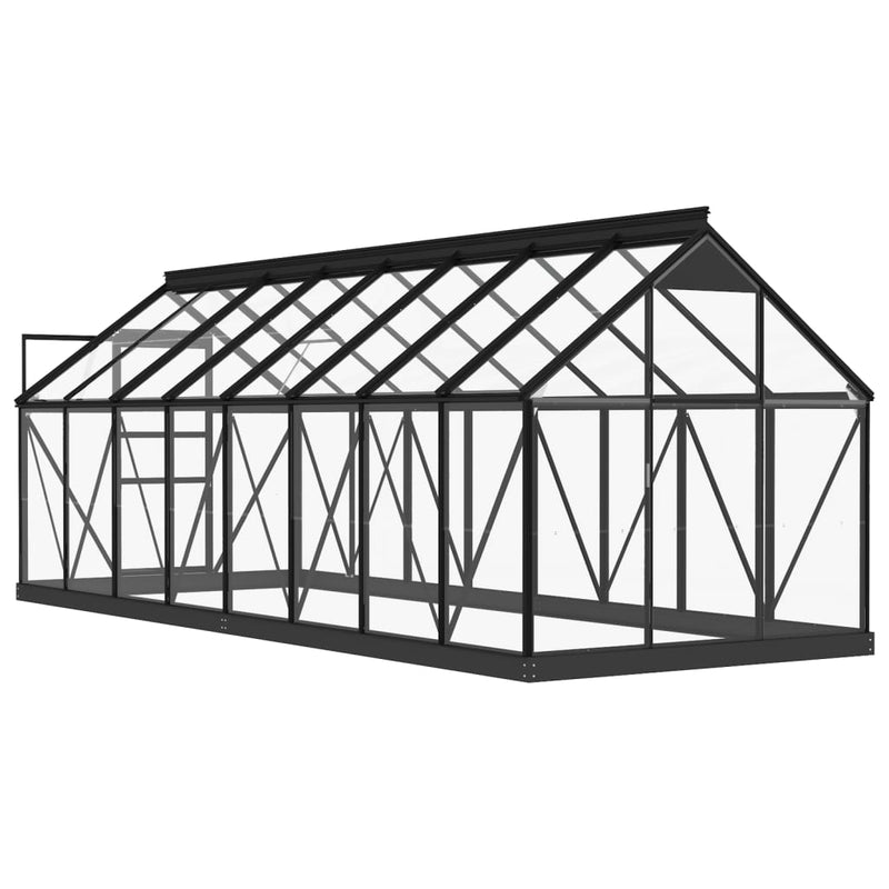vidaXL antracitszürke üveg és alumínium melegház 155 x 395,5 x 191 cm