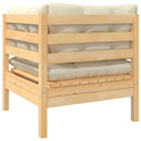 vidaXL tömör fenyőfa kerti sarokkanapé krémszínű párnákkal