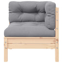 vidaXL kétszemélyes tömör fenyőfa kerti kanapé szürke párnákkal