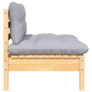 vidaXL kétszemélyes tömör fenyőfa kerti kanapé szürke párnákkal