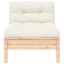 vidaXL kétszemélyes tömör fenyőfa kerti kanapé krémszínű párnákkal