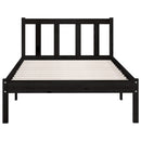 vidaXL Small Single fekete tömör fenyőfa ágykeret 75 x 190 cm
