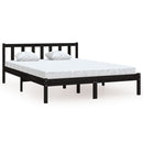 vidaXL Double fekete tömör fenyőfa ágykeret 135 x 190 cm