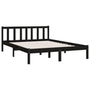 vidaXL Double fekete tömör fenyőfa ágykeret 135 x 190 cm