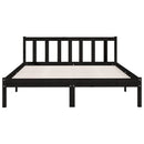 vidaXL Double fekete tömör fenyőfa ágykeret 135 x 190 cm
