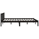 vidaXL Double fekete tömör fenyőfa ágykeret 135 x 190 cm