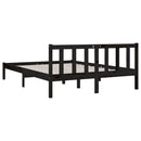 vidaXL Double fekete tömör fenyőfa ágykeret 135 x 190 cm