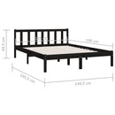 vidaXL Double fekete tömör fenyőfa ágykeret 135 x 190 cm