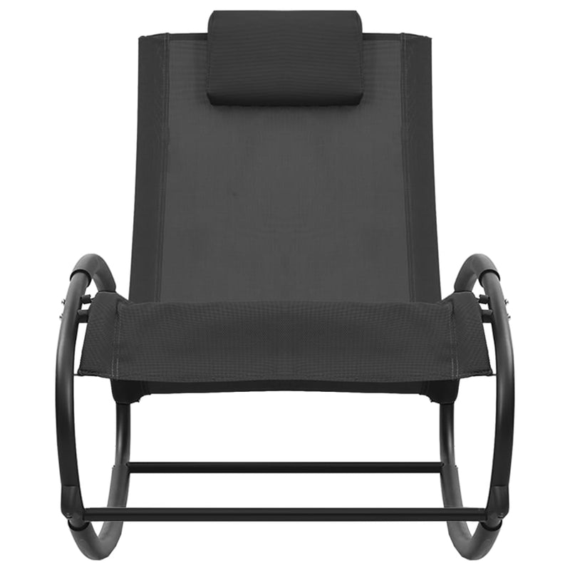 vidaXL fekete acél és textilén napozóágy párnával