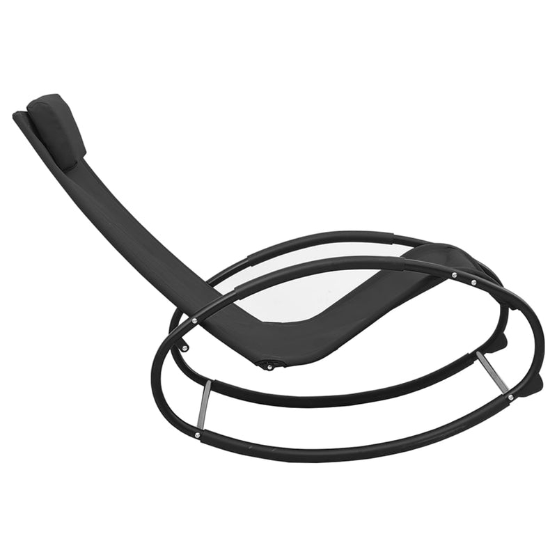 vidaXL fekete acél és textilén napozóágy párnával