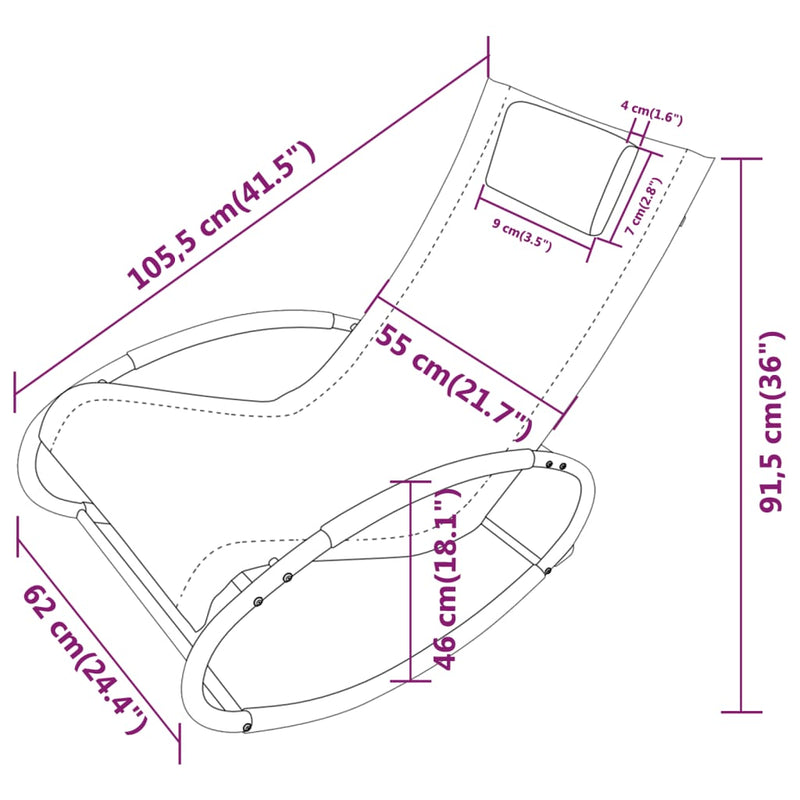 vidaXL fekete acél és textilén napozóágy párnával