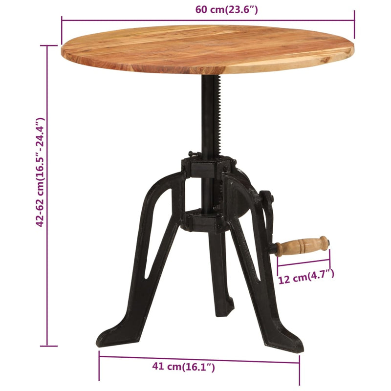 vidaXL tömör akácfa és öntöttvas oldalasztal 60 x (42-62) cm