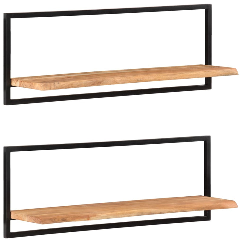 vidaXL 2 darab tömör akácfa és acél falipolc 100 x 24 x 35 cm