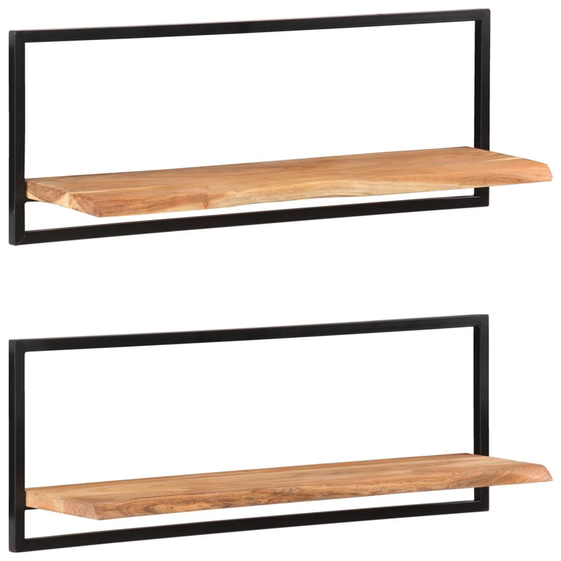 vidaXL 2 darab tömör akácfa és acél falipolc 100 x 24 x 35 cm