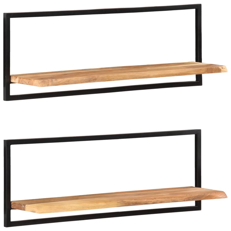 vidaXL 2 darab tömör akácfa és acél falipolc 100 x 24 x 35 cm