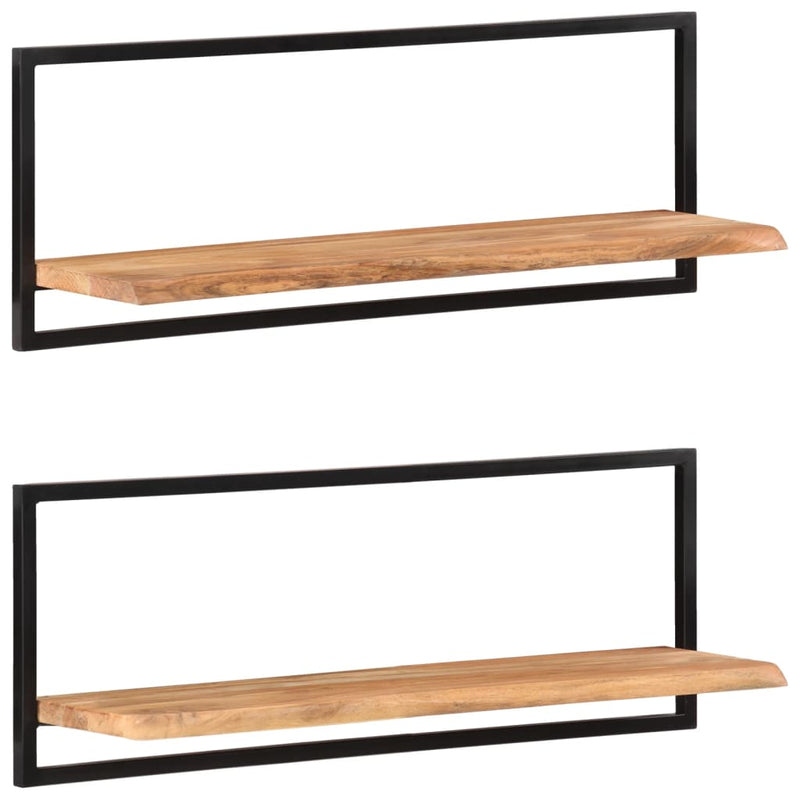 vidaXL 2 darab tömör akácfa és acél falipolc 100 x 24 x 35 cm