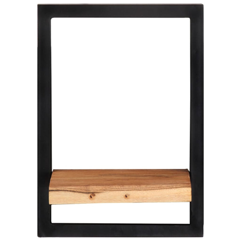vidaXL 2 darab tömör akácfa és acél falipolc 25 x 25 x 35 cm