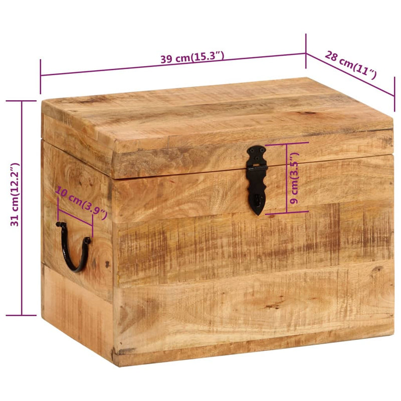 vidaXL tömör mangófa tárolóláda 39x28x31 cm