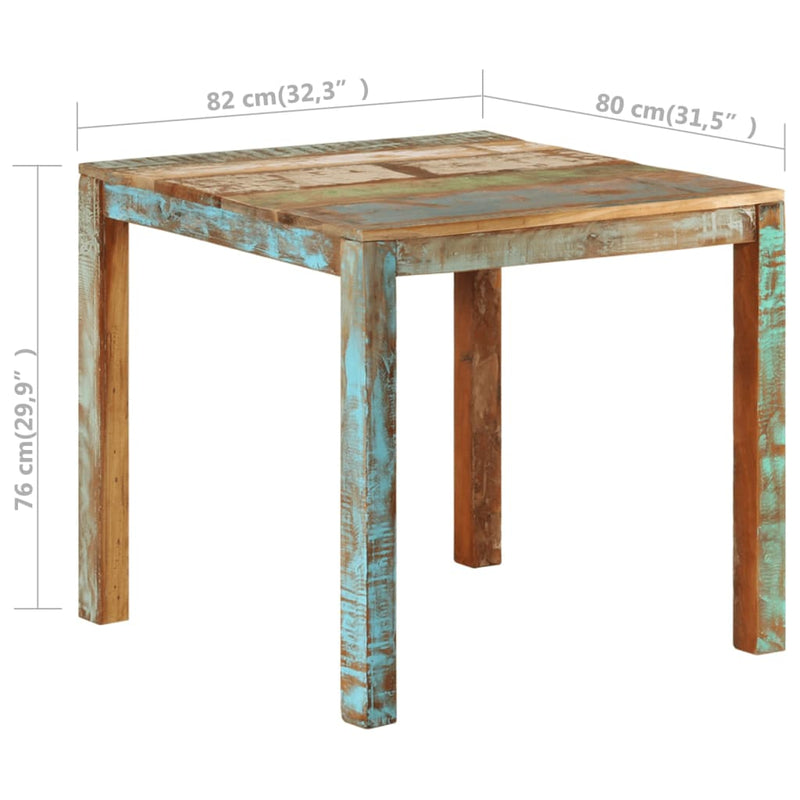 vidaXL tömör újrahasznosított fa étkezőasztal 82 x 80 x 76 cm