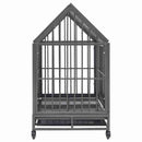 vidaXL acél kutyaszállító ketrec kerekekkel és tetővel 92x62x106 cm