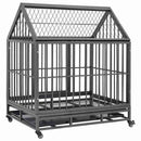 vidaXL acél kutyaszállító ketrec kerekekkel és tetővel 92x62x106 cm