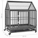 vidaXL acél kutyaszállító ketrec kerekekkel és tetővel 92x62x106 cm