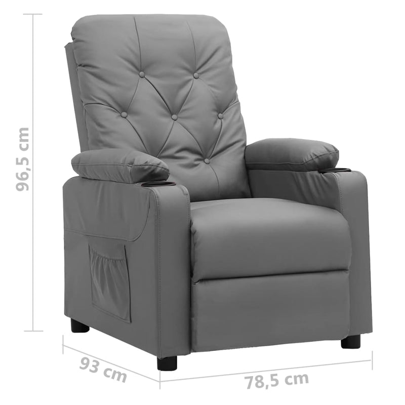 vidaXL szürke műbőr dönthető fotel