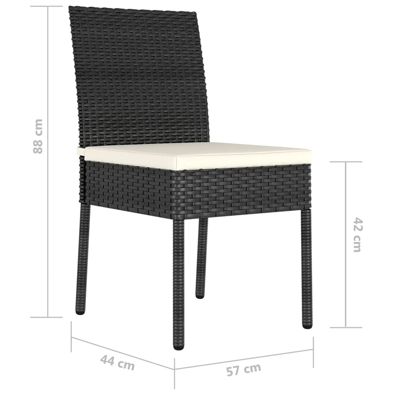 vidaXL 2 db fekete polyrattan kerti étkezőszék