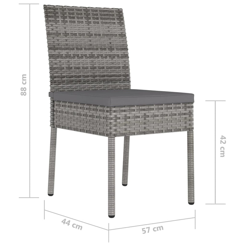vidaXL 4 db szürke polyrattan kerti étkezőszék