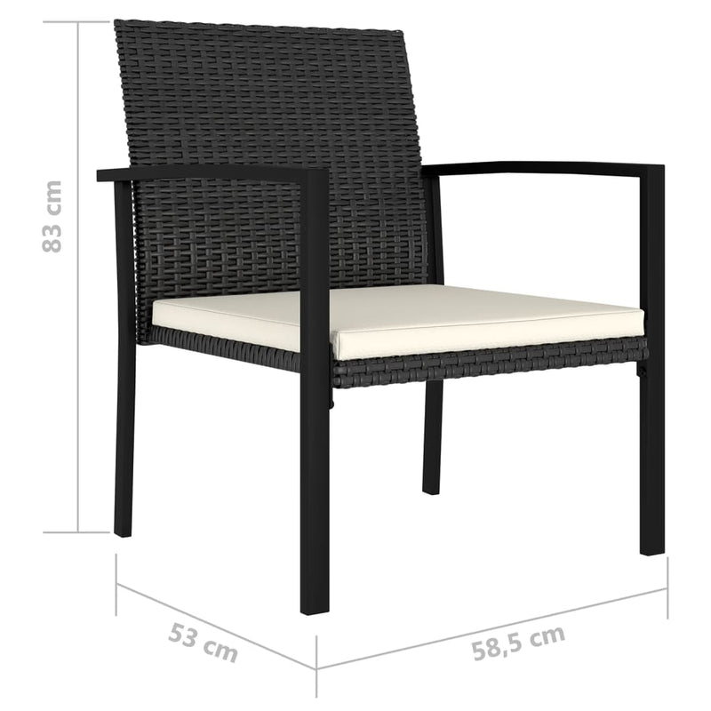 vidaXL 2 db fekete polyrattan kerti étkezőszék