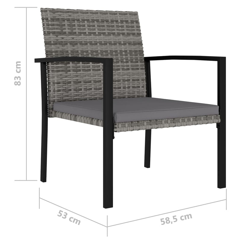 vidaXL 2 db szürke polyrattan kerti étkezőszék