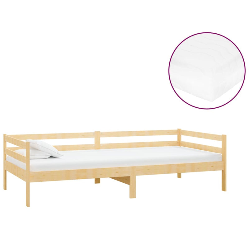 vidaXL tömör fenyőfa dívány matraccal 90 x 200 cm