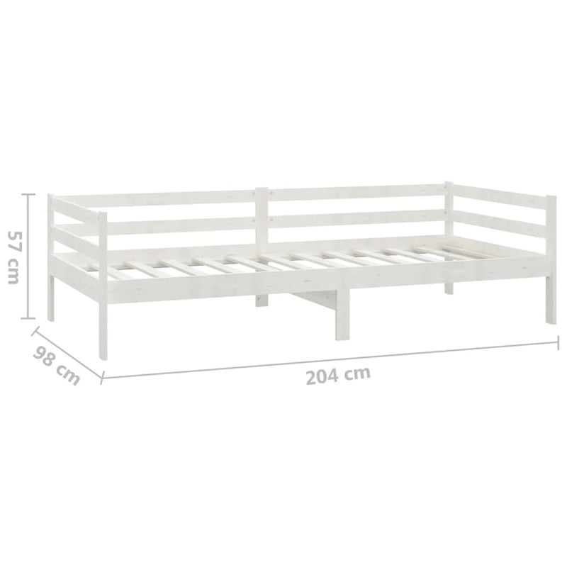 vidaXL fehér tömör fenyőfa dívány matraccal 90 x 200 cm