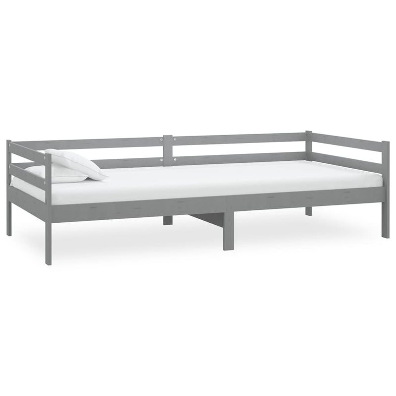 vidaXL szürke tömör fenyőfa dívány matraccal 90 x 200 cm