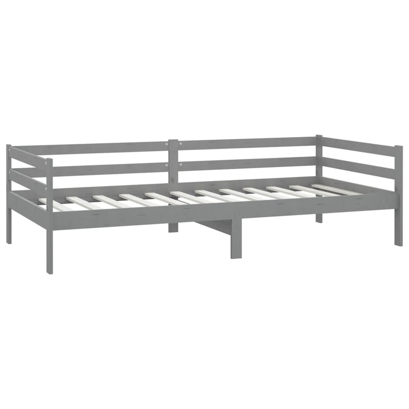 vidaXL szürke tömör fenyőfa dívány matraccal 90 x 200 cm