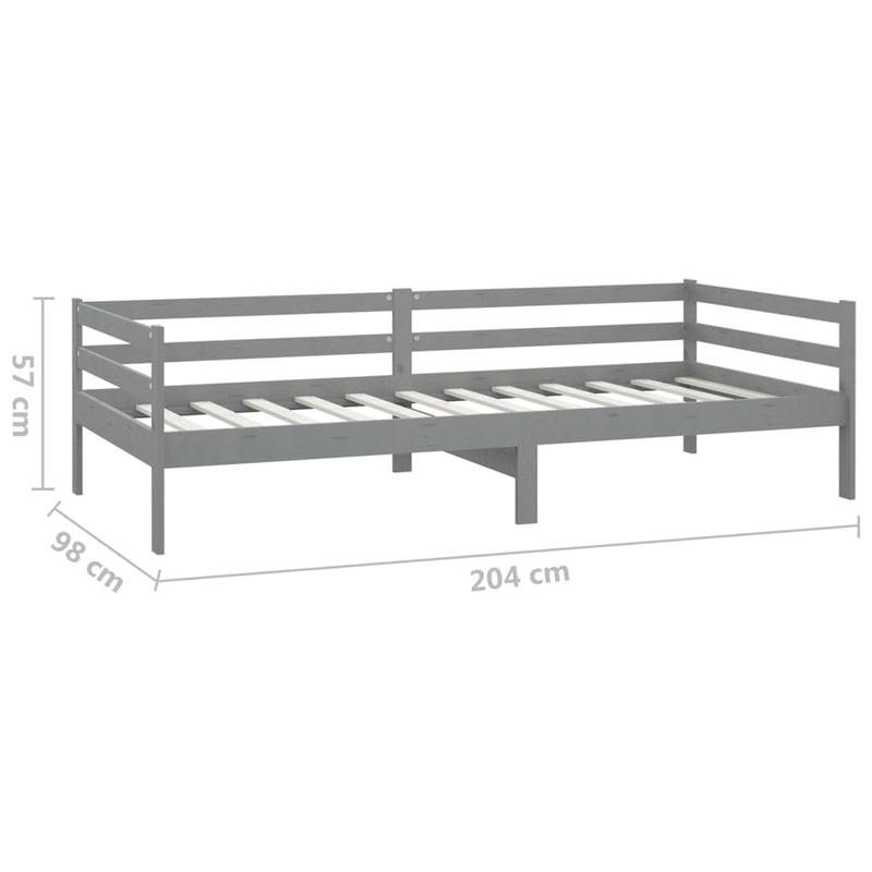 vidaXL szürke tömör fenyőfa dívány matraccal 90 x 200 cm