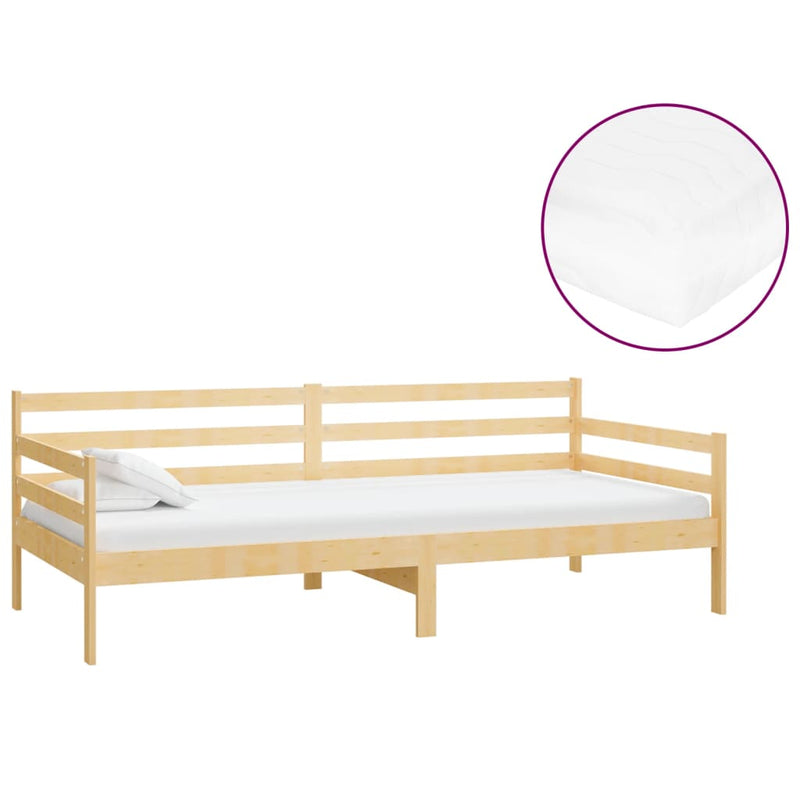 vidaXL tömör fenyőfa dívány matraccal 90 x 200 cm