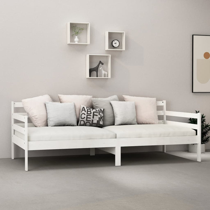 vidaXL fehér tömör fenyőfa dívány matraccal 90 x 200 cm