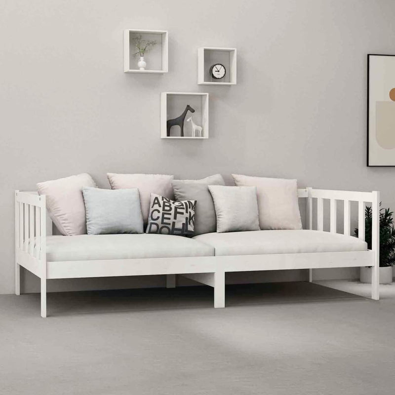 vidaXL fehér tömör fenyőfa dívány matraccal 90 x 200 cm