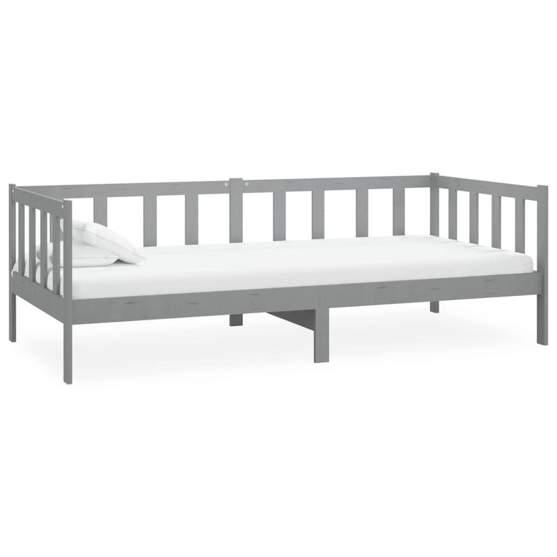 vidaXL szürke tömör fenyőfa dívány matraccal 90 x 200 cm