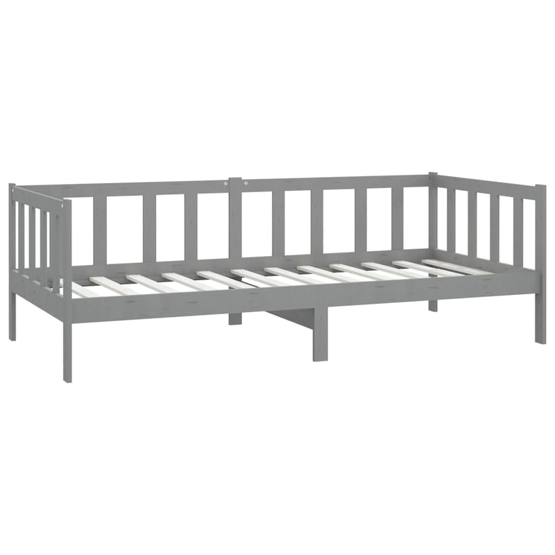 vidaXL szürke tömör fenyőfa dívány matraccal 90 x 200 cm