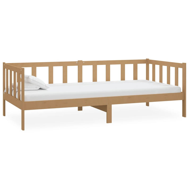 vidaXL mézbarna tömör fenyőfa dívány matraccal 90 x 200 cm