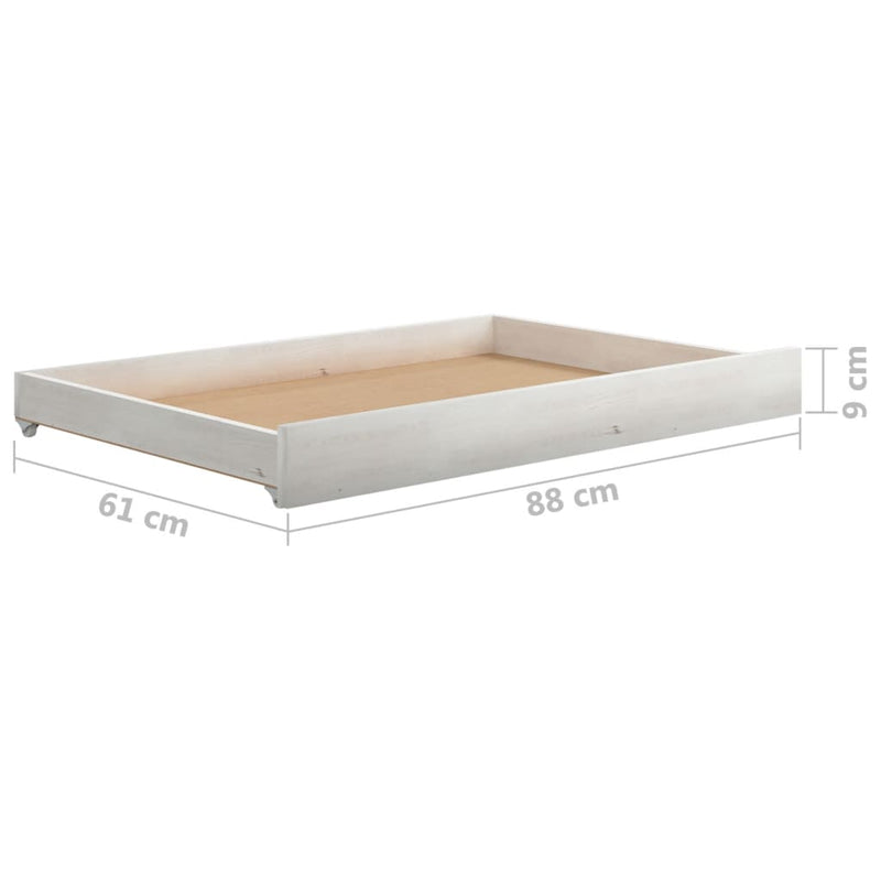 vidaXL fehér tömör fenyőfa dívány fiókokkal 90 x 200 cm