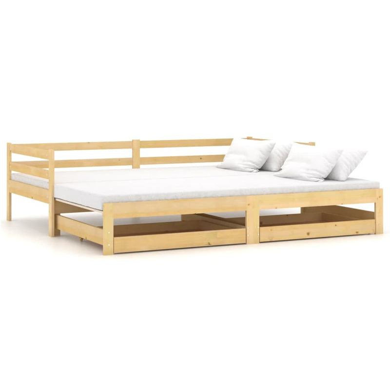 vidaXL tömör fenyőfa kihúzható kanapéágy 2 x (90 x 200) cm