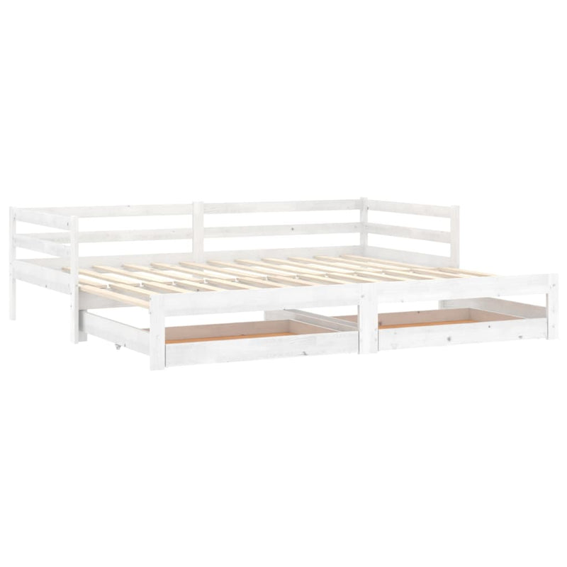 vidaXL fehér tömör fenyőfa kihúzható kanapéágy 2 x (90 x 200) cm