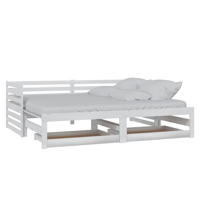 vidaXL fehér tömör fenyőfa kihúzható kanapéágy 2 x (90 x 200) cm