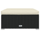 vidaXL fekete polyrattan kerti lábtartó párnával 70 x 70 x 30 cm