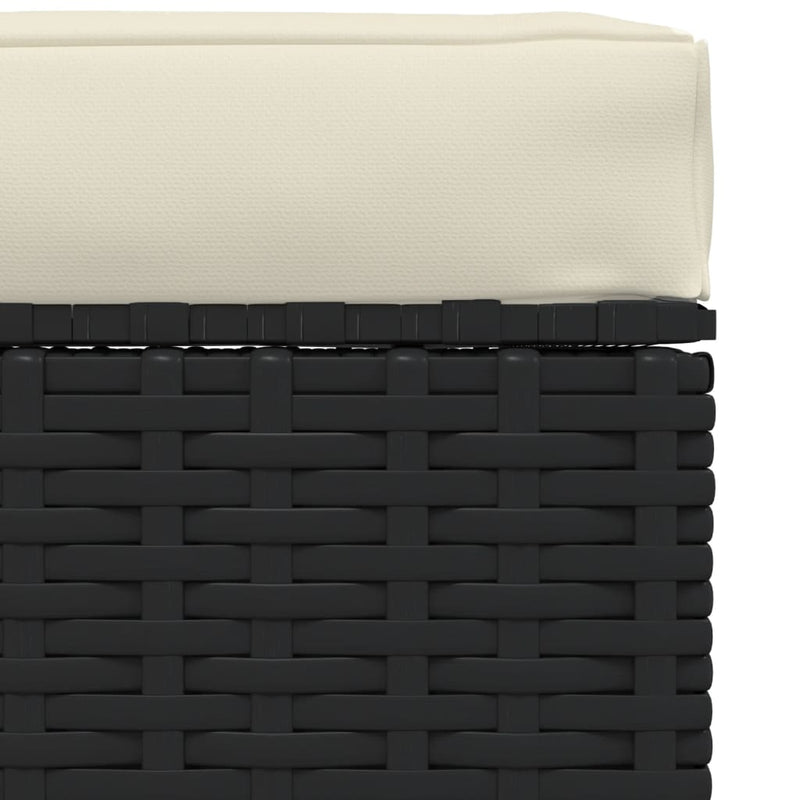 vidaXL fekete polyrattan kerti lábtartó párnával 70 x 70 x 30 cm